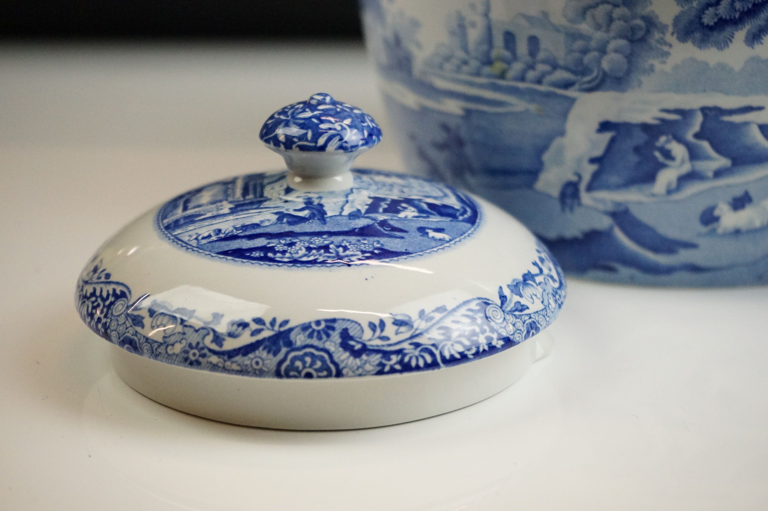 Large Spode Blue & White Italian pattern ceramic kettle & cover, 31cm high - Image 14 of 16