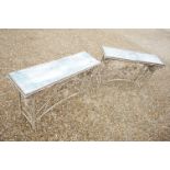 Pair of Metal Base Garden / Conservatory Tables, 144cm long x 92cm high