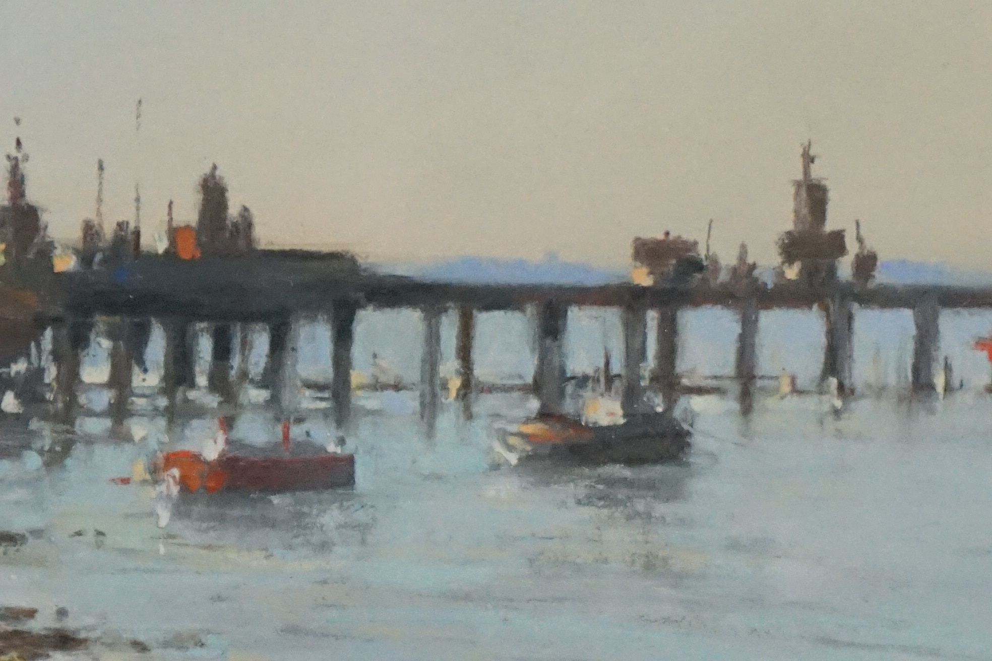 Christine Slade (British b.1943) Pastel Painting titled to verso ' Sunset, Trinity House Pier, - Image 5 of 9