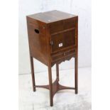 George III Mahogany, Cross-banded and Boxwood strung Washstand, hinged lid opening to three