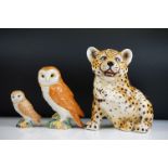 Two Beswick porcelain Owl figures, the largest with impressed Beswick mark to base (no. 1046, 19cm