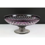 20th Century Stevens & Williams Amethyst over Clear Cut Glass Pedestal Bowl, with diamond and