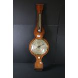 Early 19th century Rosewood Wheel Mercury Barometer / Thermometer, the silvered dial marked Pring,