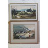 Frank Duffield (Bristol Savages 1901 - 1982) Watercolour of Seaton, Devon (unsigned but written