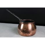 Antique Copper Pan with long iron handle