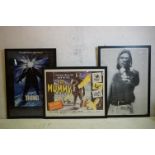 Replica ' The Mummy ' Film Poster, ' The Thing ' Film Poster and Kurt Cobain Poster, largest 85cm