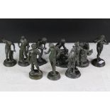 A collection of nine grand tour style miniature bronzes figure of classical marble statues.