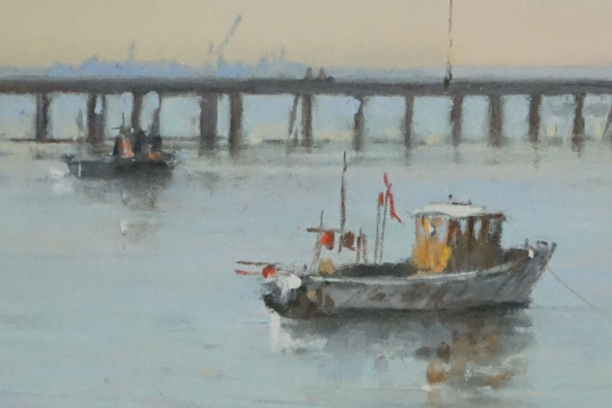 Christine Slade (British b.1943) Pastel Painting titled to verso ' Sunset, Trinity House Pier, - Image 6 of 9