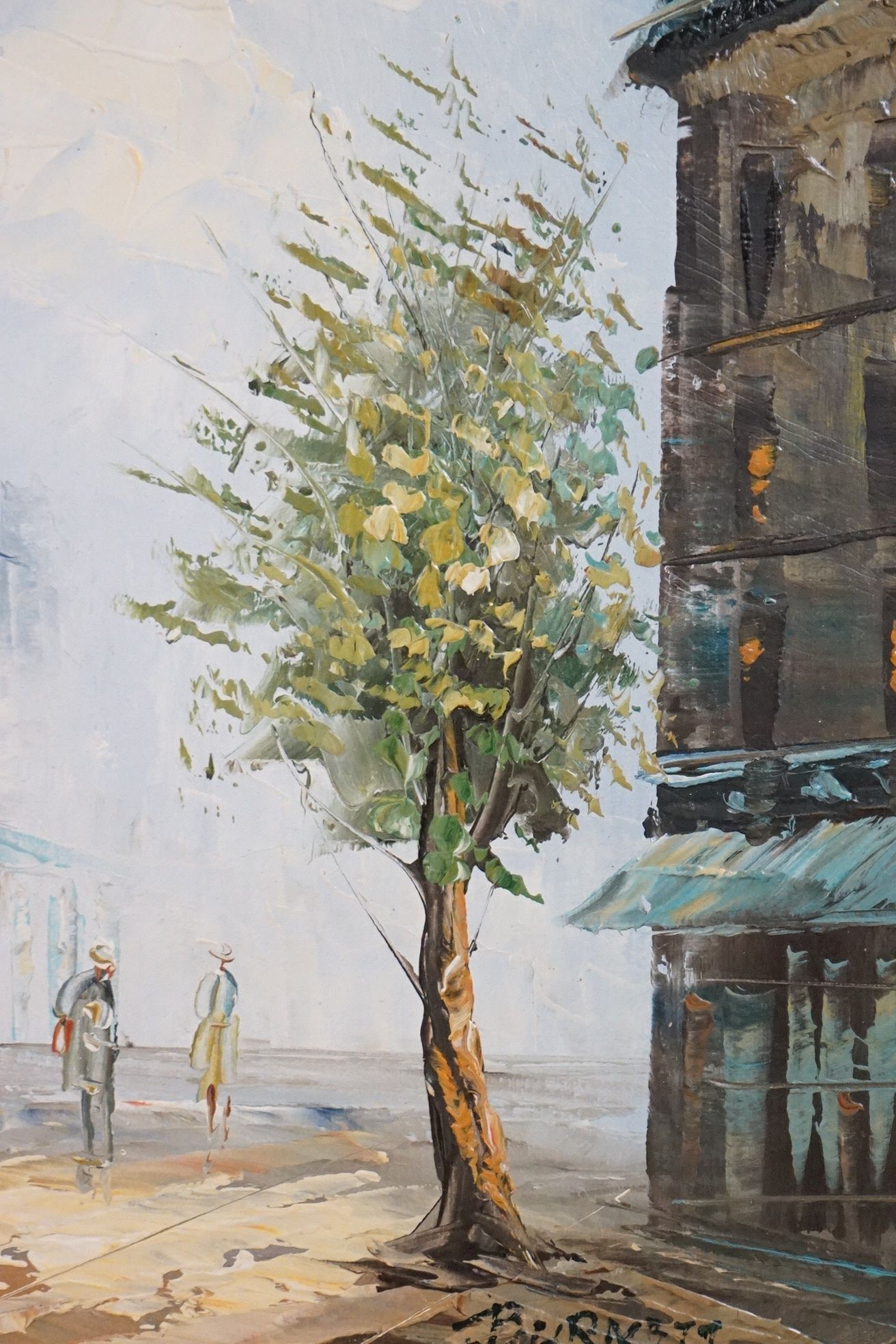 Burnett, Two Mid century Oil Paintings on Canvas of French Parisian Street Scenes, both signed, 39cm - Image 13 of 16