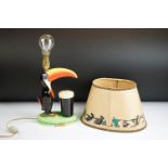 Advertising - Carlton Ware Guinness toucan ceramic table lamp with original shade, mottos read '