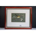 Ray Styles, a fine framed and glazed watercolour of a goldcrest perched on flowering blossom