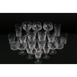 Collection of Royal Brierley 'Tall Bruce' cut glassware, 67 glasses, to include 19 x short-stemmed