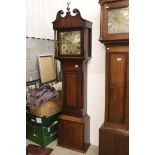 19th century Country Oak and Mahogany cross-banded Longcase Clock, 8 day, the 12" brass square