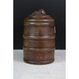 Mouseman - A Robert Thompson English Oak Jar and Cover, of cylindrical barrel form, the cover with