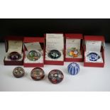 Nine Perthshire glass paperweights to include 5 x boxed ltd edn examples (Wild Pansy Weight with