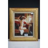 Hodgking, oil on canvas, study of a nude female on a couch, signed
