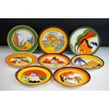 Set of Eight Wedgwood ' The Bizarre World of Clarice Cliff ' ltd edn plates to include Orange Roof