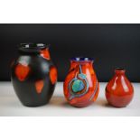 Poole Pottery - Galaxy pattern ovoid vase, 20.5cm high, together with a Volcano ' Living Glaze '