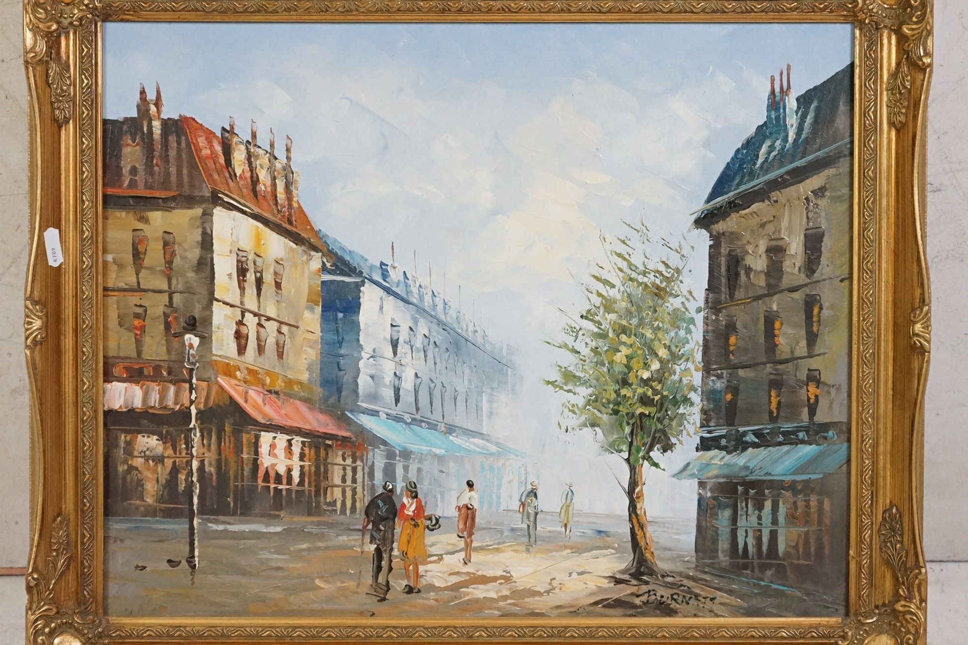 Burnett, Two Mid century Oil Paintings on Canvas of French Parisian Street Scenes, both signed, 39cm - Image 8 of 16