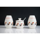 Advertising - Carlton Ware Guinness 'My Goodness My Guinness' three-part cruet set, decorated with