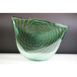 Bob Crooks - Blue & Green ' Pi ' Vase of flattened form, decorated with blue and green concentric