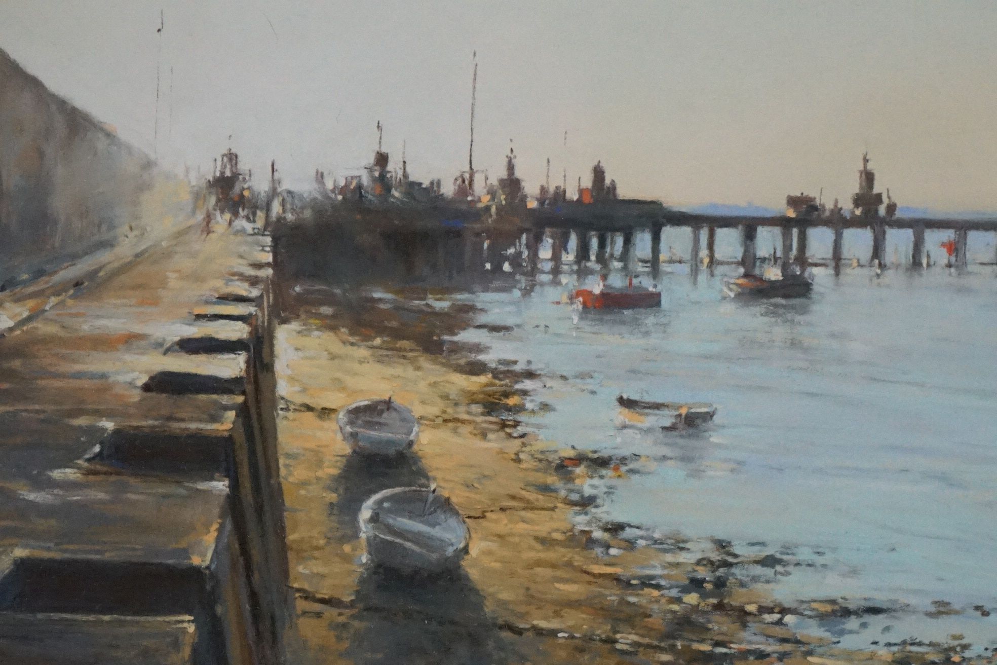 Christine Slade (British b.1943) Pastel Painting titled to verso ' Sunset, Trinity House Pier, - Image 3 of 9