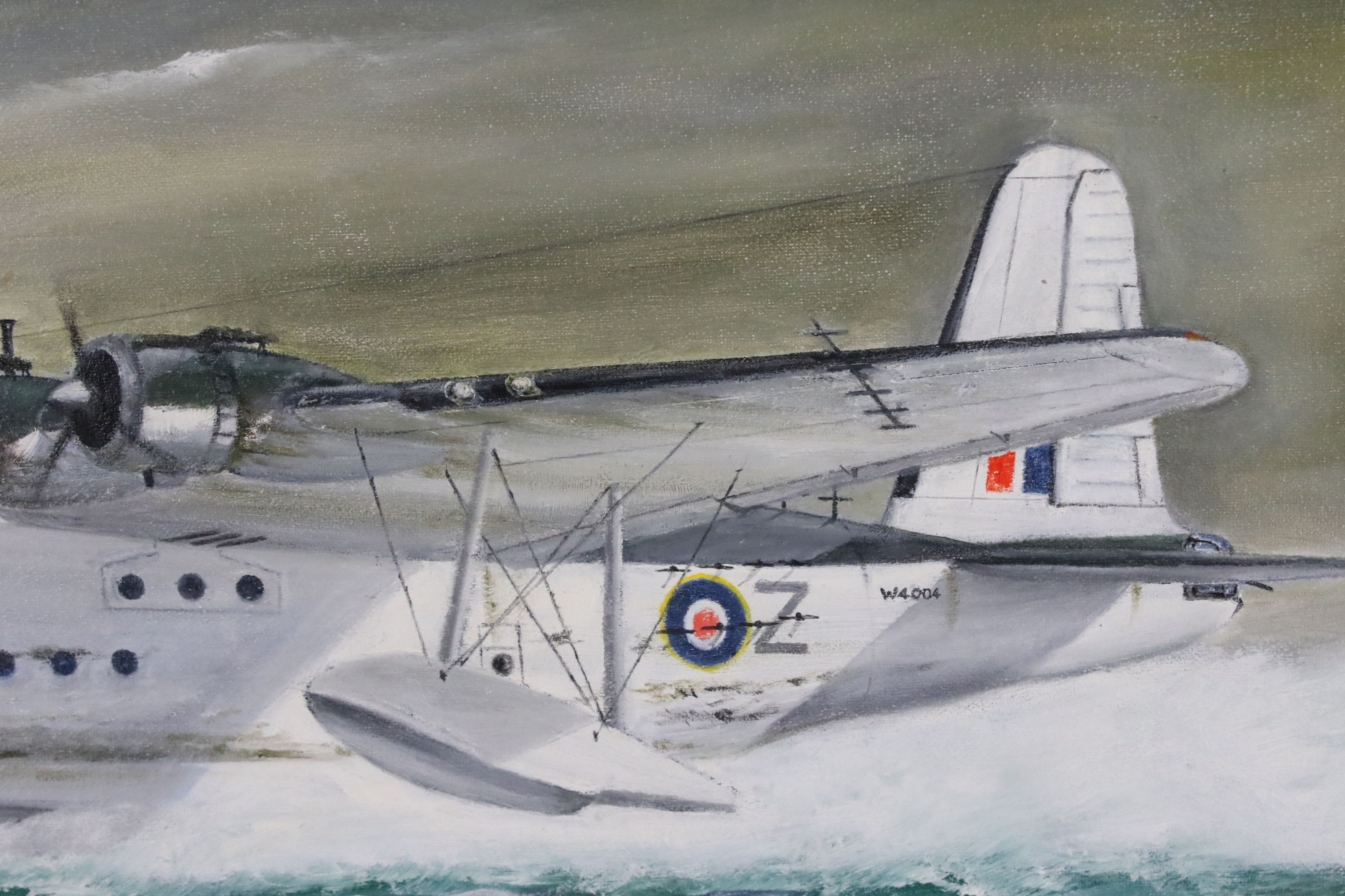John Brooks (20th century) Oil Painting on Canvas of a Sunderland Flying Boat, signed lower right, - Image 10 of 12
