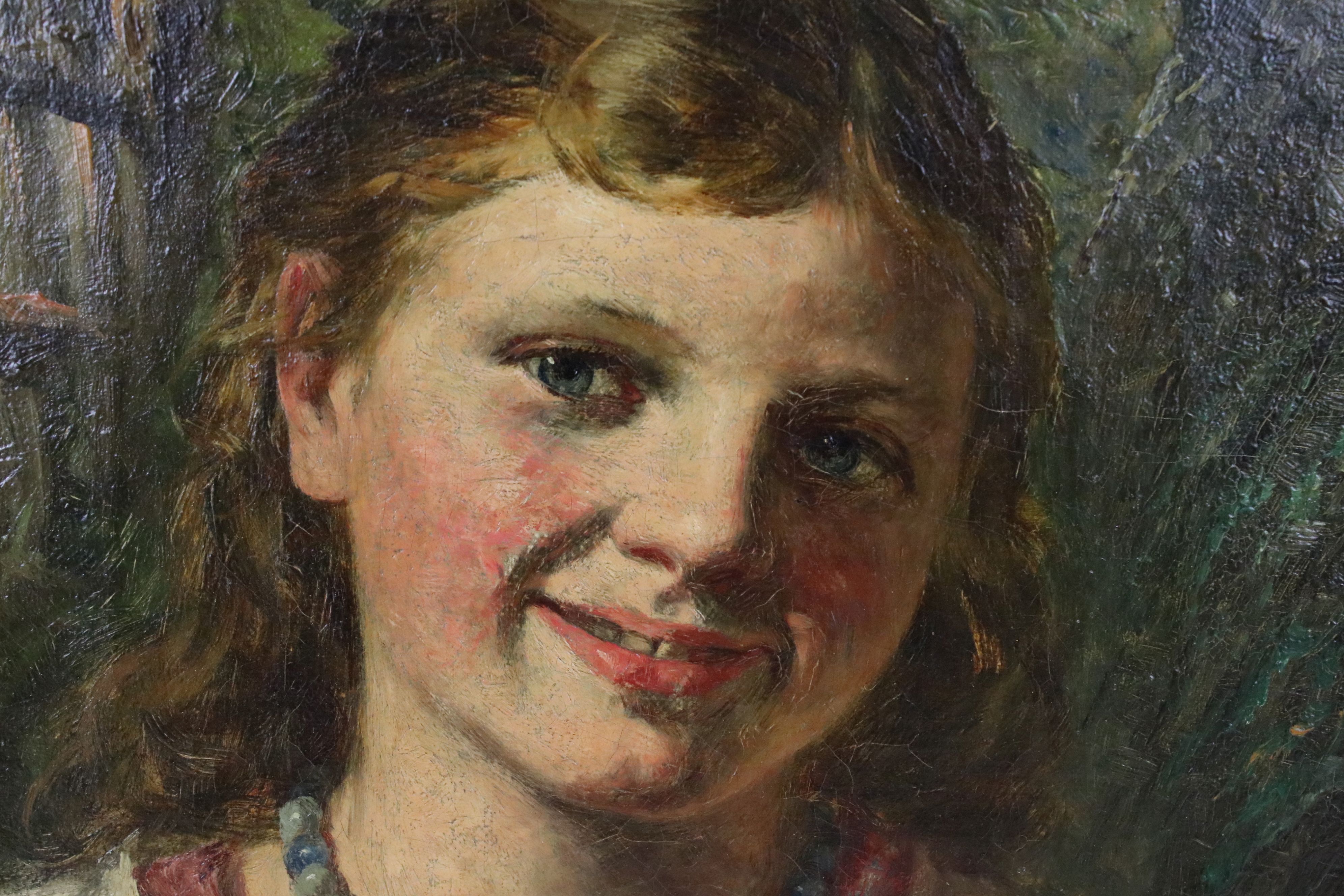 Late 19th / Early 20th century Oil Painting Portrait of a Young Girl, 30cm x 22cm, gilt framed - Image 3 of 4