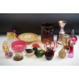Mixed lot of coloured glass including 6 paperweights, Murano Pink and White Glass Zanfirico &