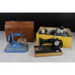 Collection of Children's / Toy Sewing Machines including Wooden Cased ' Grain ' Sewing Machine,