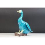 Chinese Blue Glazed Pottery Model of a Duck, 23cm high