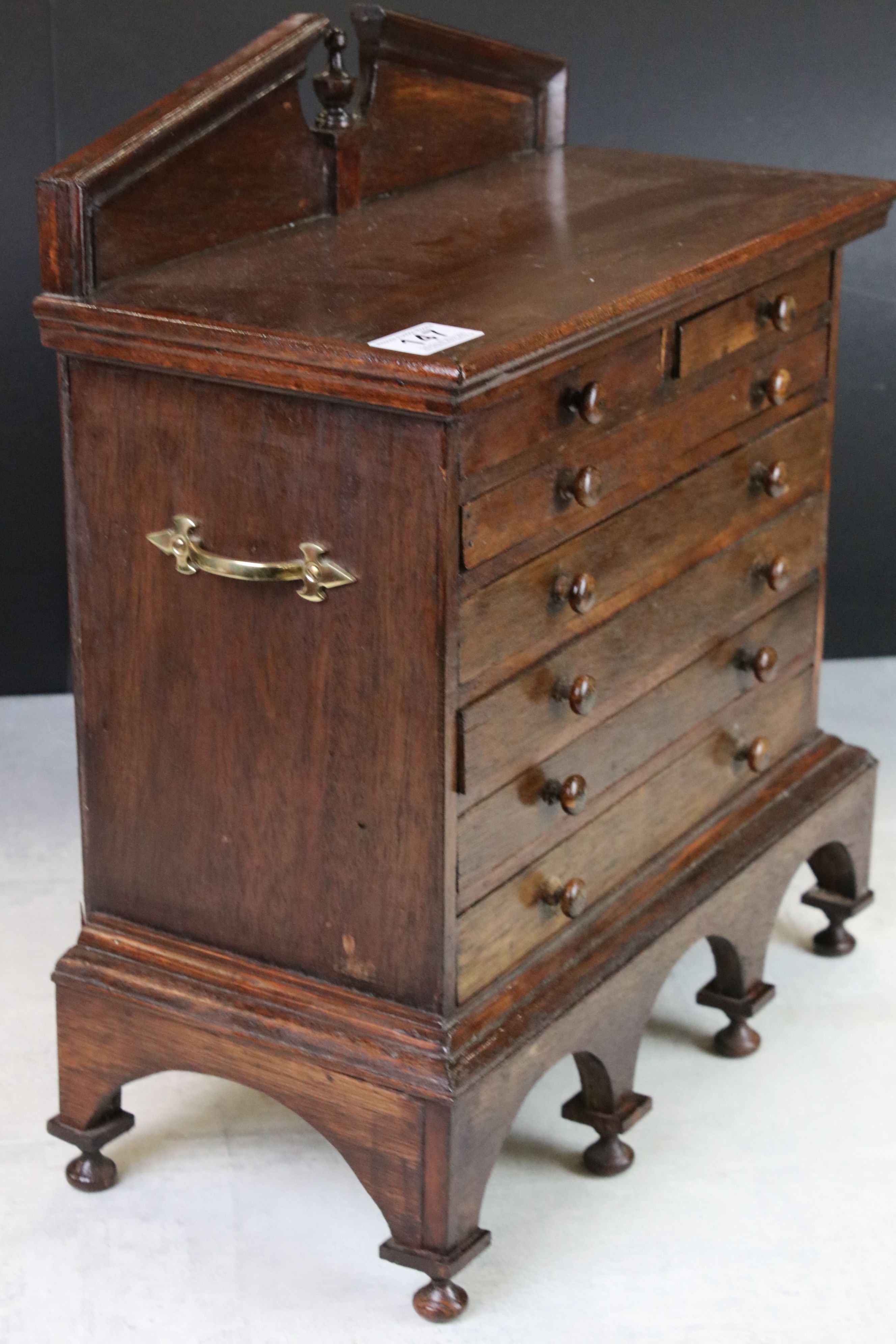 Hardwood Table Top Collector's Cabinet in the form of an 18th century Chest of two short over five - Image 2 of 5