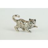 Silver Cat Figure with Emerald Eyes