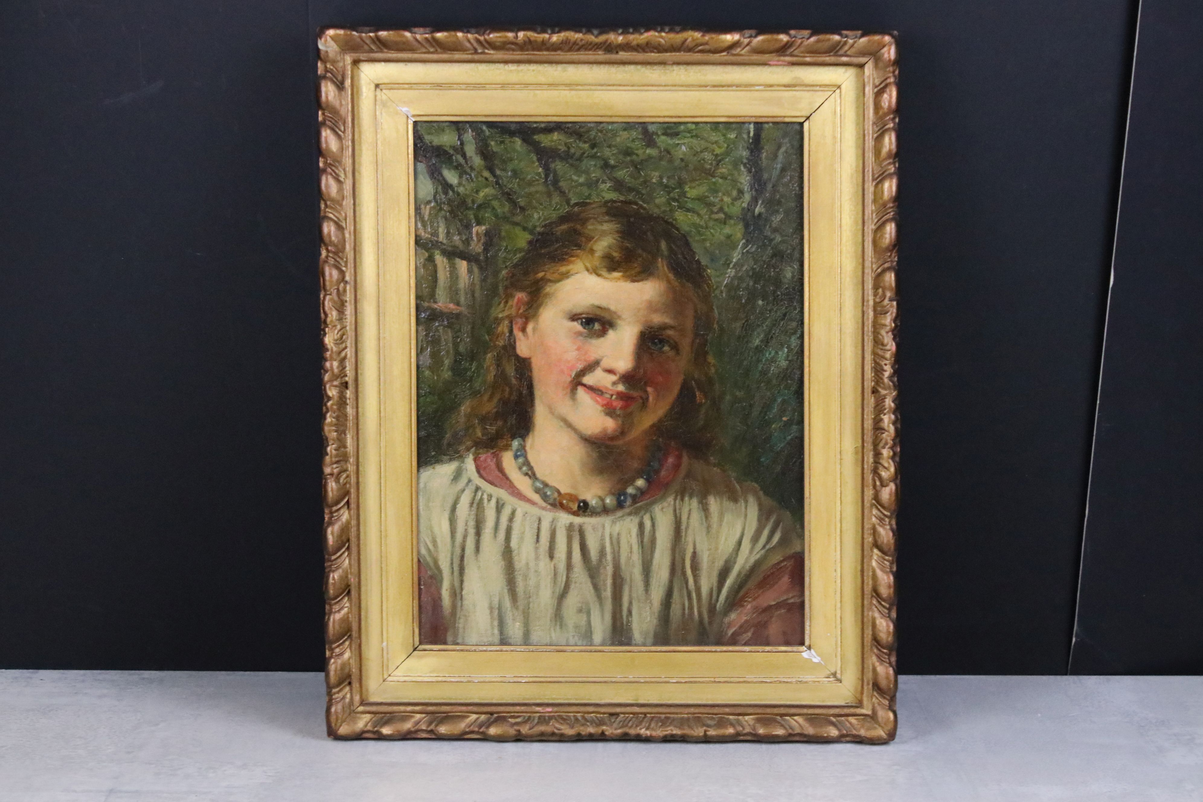 Late 19th / Early 20th century Oil Painting Portrait of a Young Girl, 30cm x 22cm, gilt framed