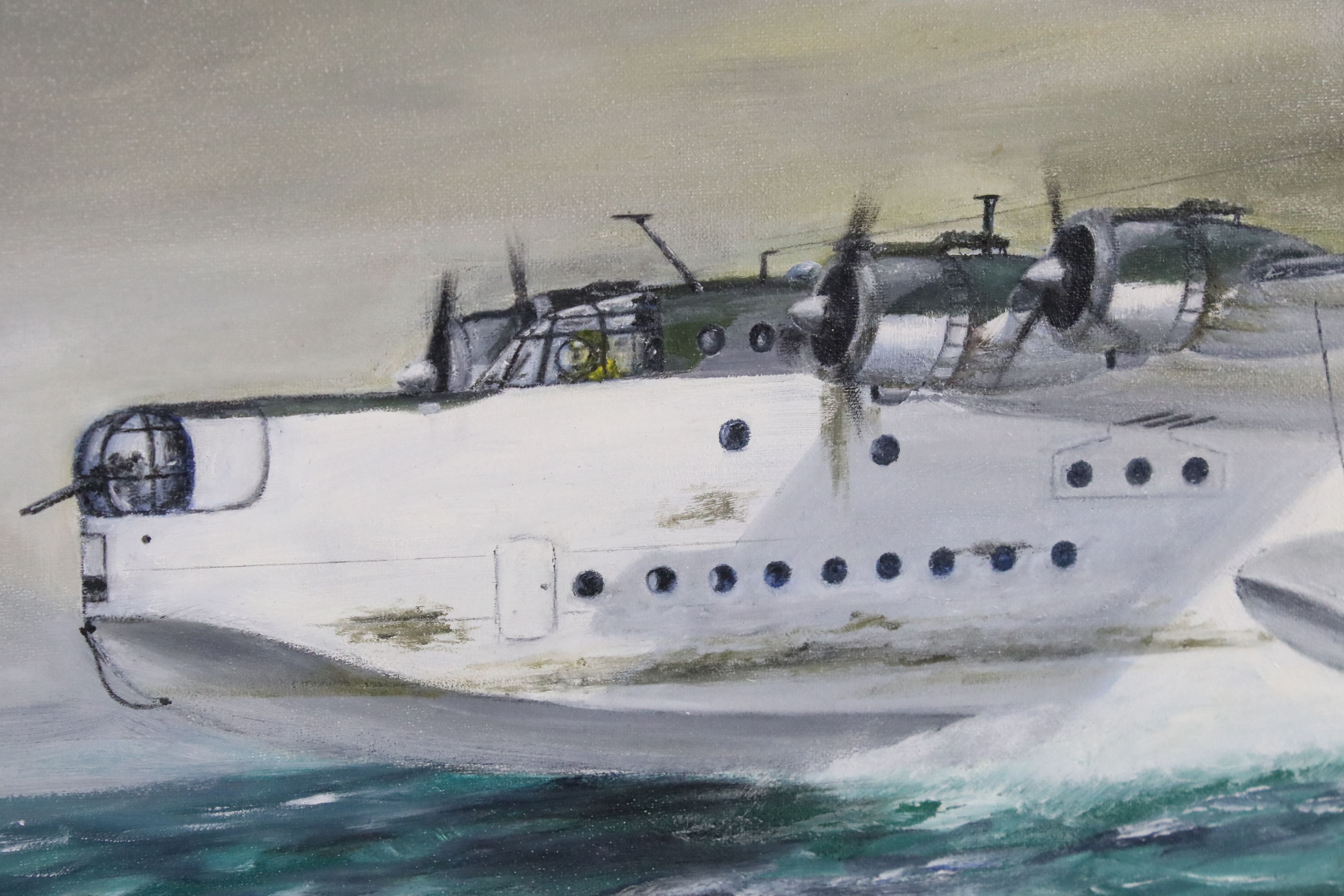 John Brooks (20th century) Oil Painting on Canvas of a Sunderland Flying Boat, signed lower right, - Image 9 of 12
