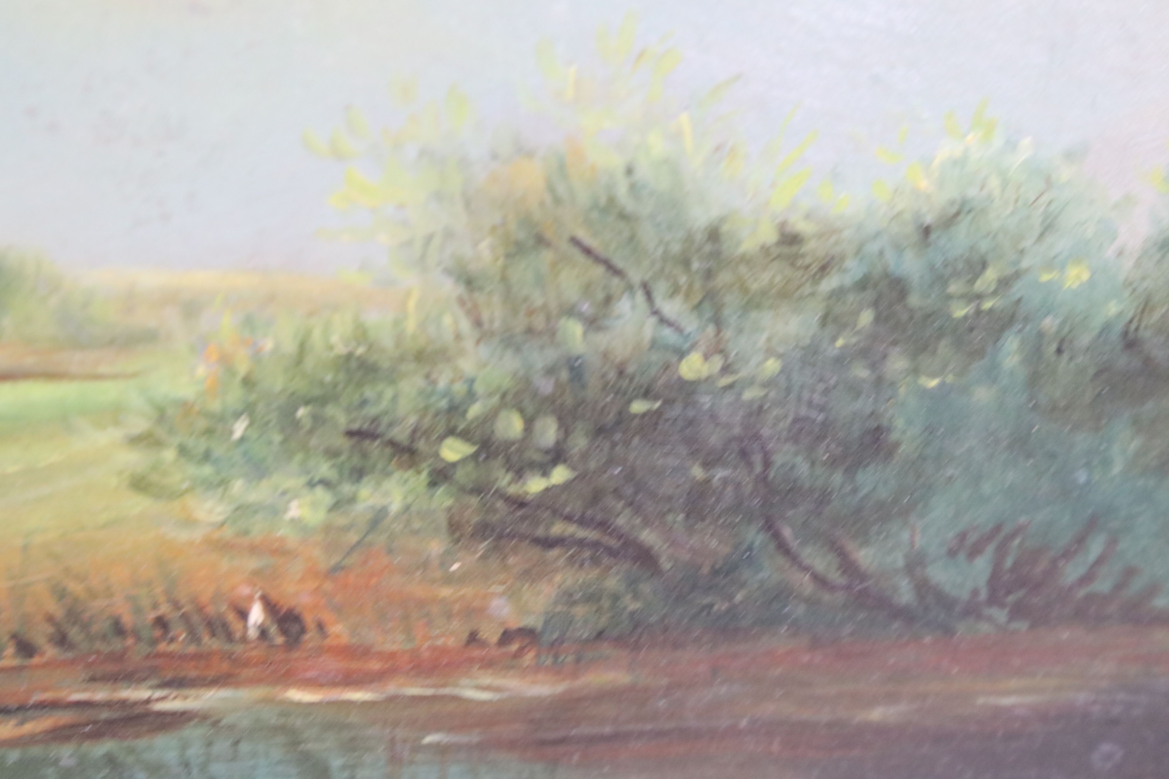 19th century Oil on Board of a Figure with Horses by a Pond, text to verso by J Wilkinson 1855, 19cm - Image 10 of 11