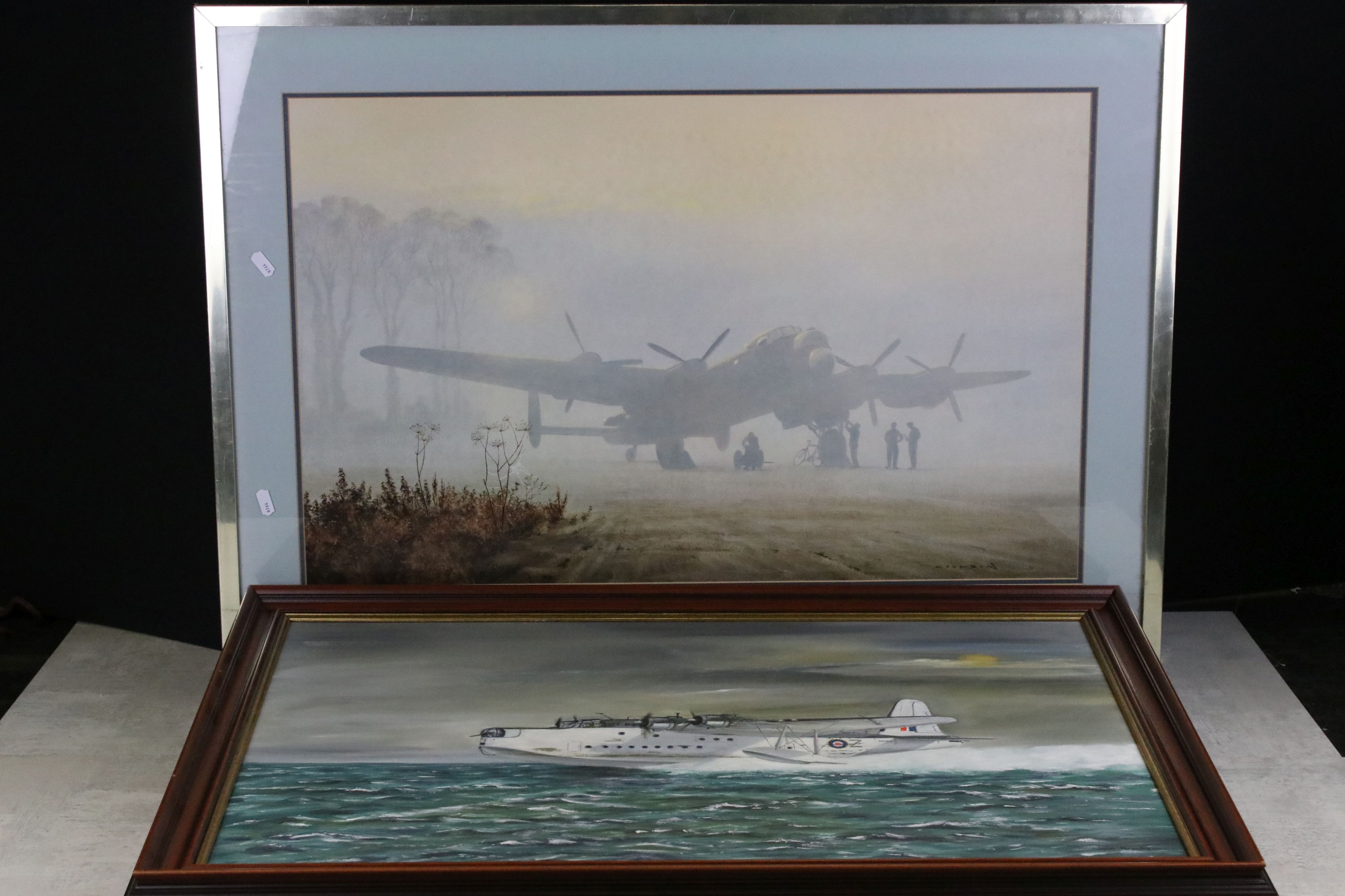 John Brooks (20th century) Oil Painting on Canvas of a Sunderland Flying Boat, signed lower right,