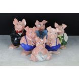 Six Wade Natwest Pig Moneybanks including Sir Nathaniel, Lady Hamilton, Annabel, 2 x Maxwell and