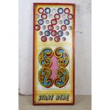 Wooden Painted Fairground Ball Game Board ' Start here ', 56cm x 138cm