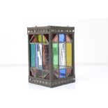 Late 19th / Early 20th century Square Hanging Hall Lantern with leaded stained coloured and clear