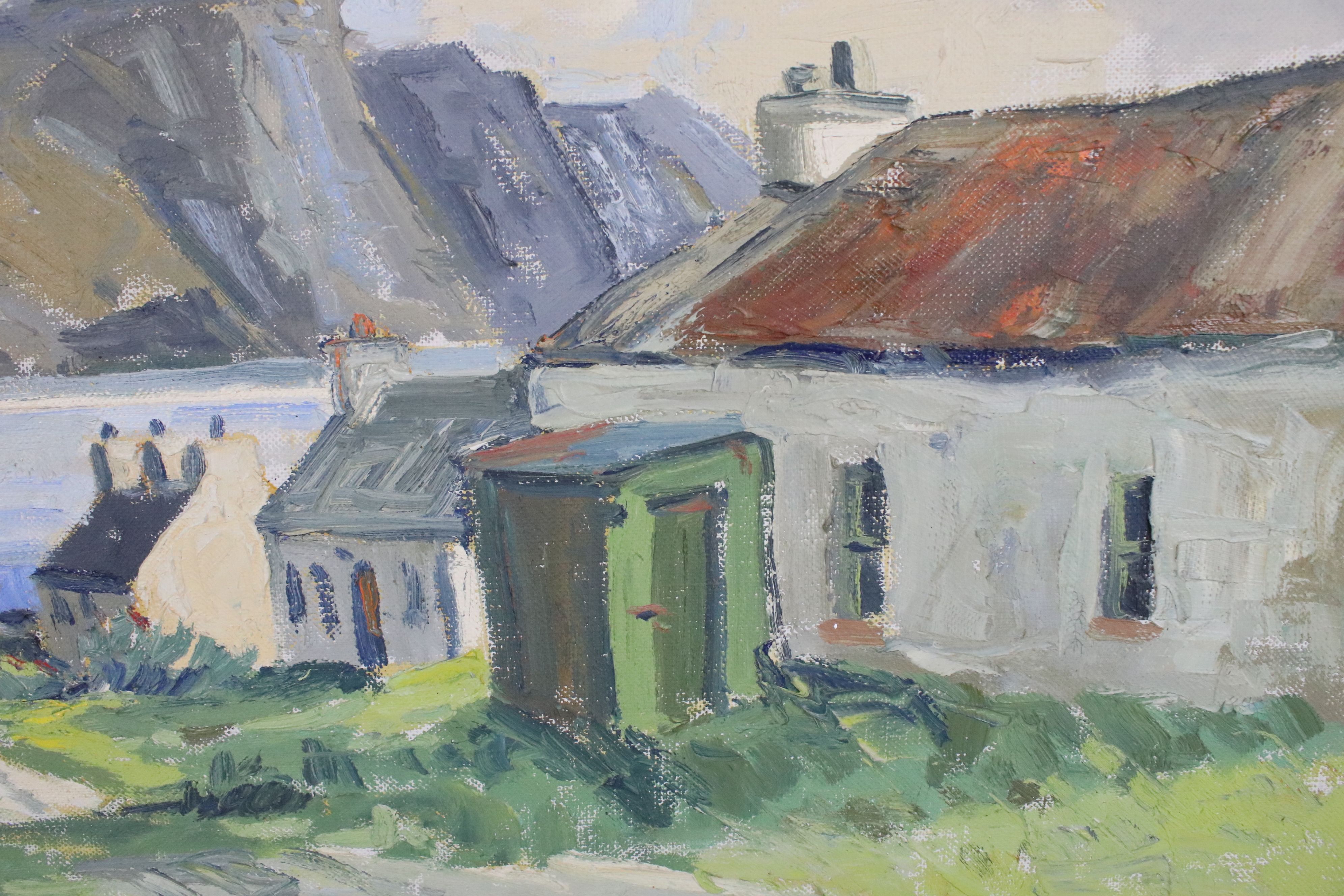 Desmond Turner RUA (1923 - 2011), Oil on Canvas, Cottages in an Irish Landscape, signed lower right, - Image 4 of 7