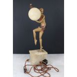 Attributed to Enrique Molins Balleste, Art Deco Lamp in the form of a Lady holding a Ball, small