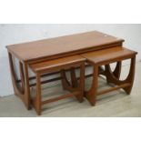 Mid century Retro Teak Nest of Three Tables in the manner of G-Plan, largest 99cm long x 49cm high