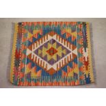 Hand Knotted Woolen Chobi Kilim Rug, 54cm x 49cm