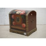 Floral Painted Domed Top Box, 38cm wide x 38cm high