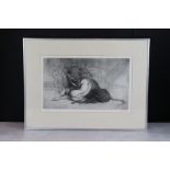 Black and White Etching of a Figure entwined with a Bull, signed in pencil to mount, no.8/40,