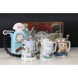 Two ' The National Maritime Museum ' Ceramic Steins with pewter lids, one being Royal Worcester (