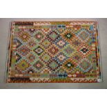 Hand Knotted Woolen Chobi Kilim Rug, 189cm x 130cm