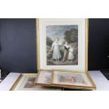 Three Mezzotints signed in pencil to margins including John Hoppner ' The Sackville Children ',