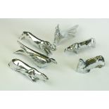 Set of Six Art Deco style White Metal Knife Rests in the form of different animals including